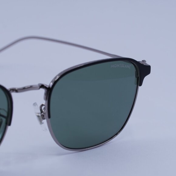 Montblanc MB0189S 005 Sunglasses Grey Square Frame, Green Lenses - Picture 10 of 11